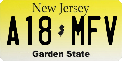 NJ license plate A18MFV