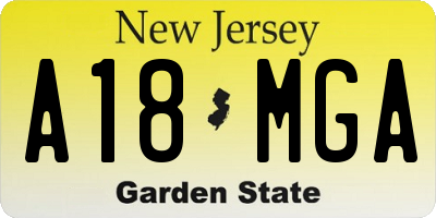 NJ license plate A18MGA