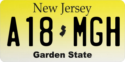 NJ license plate A18MGH