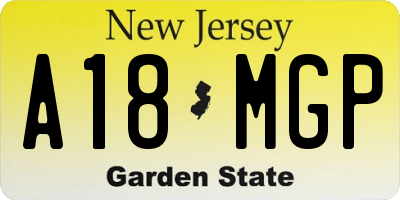 NJ license plate A18MGP