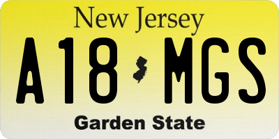 NJ license plate A18MGS