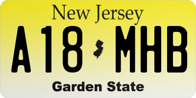 NJ license plate A18MHB