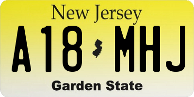 NJ license plate A18MHJ