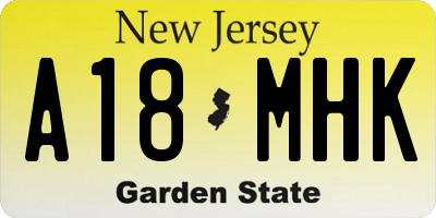 NJ license plate A18MHK