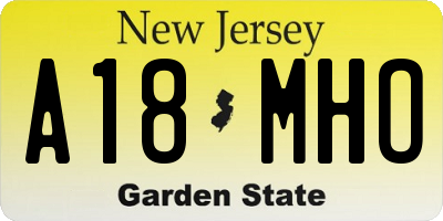 NJ license plate A18MHO