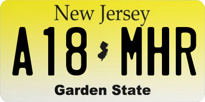 NJ license plate A18MHR