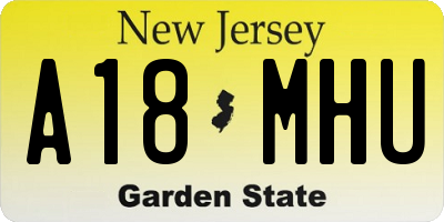 NJ license plate A18MHU