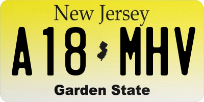 NJ license plate A18MHV
