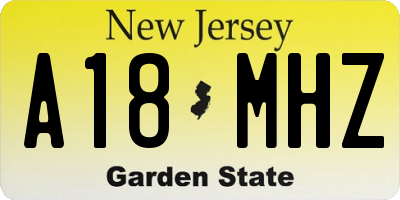 NJ license plate A18MHZ