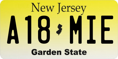 NJ license plate A18MIE