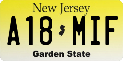 NJ license plate A18MIF