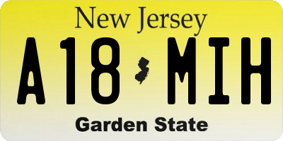 NJ license plate A18MIH