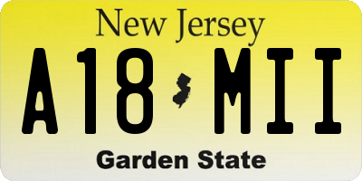 NJ license plate A18MII