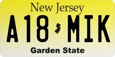 NJ license plate A18MIK