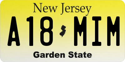 NJ license plate A18MIM