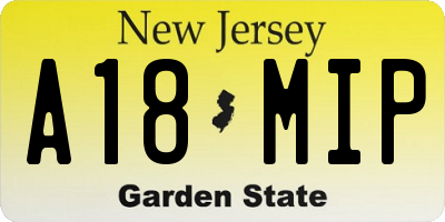 NJ license plate A18MIP