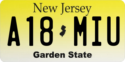 NJ license plate A18MIU
