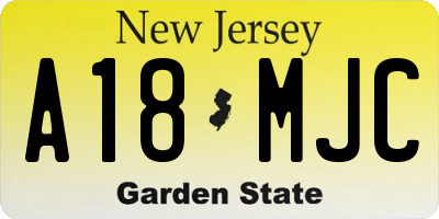 NJ license plate A18MJC
