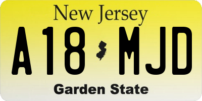 NJ license plate A18MJD