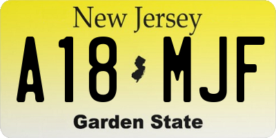 NJ license plate A18MJF