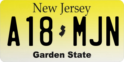 NJ license plate A18MJN
