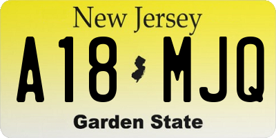 NJ license plate A18MJQ