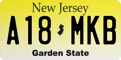 NJ license plate A18MKB