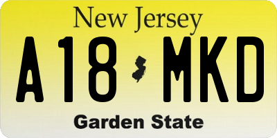 NJ license plate A18MKD