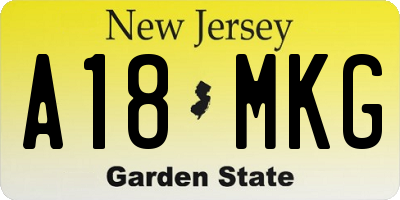 NJ license plate A18MKG