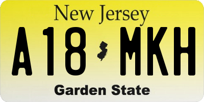 NJ license plate A18MKH