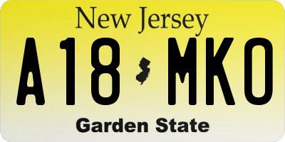 NJ license plate A18MKO
