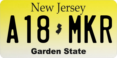 NJ license plate A18MKR