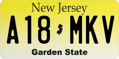NJ license plate A18MKV