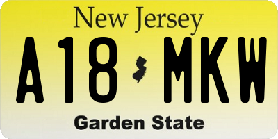 NJ license plate A18MKW