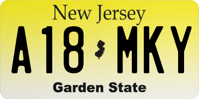 NJ license plate A18MKY