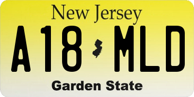 NJ license plate A18MLD