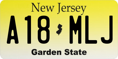 NJ license plate A18MLJ