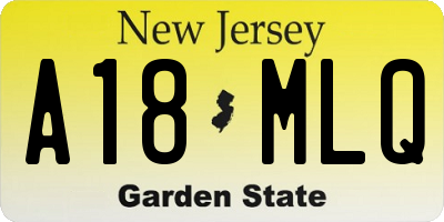 NJ license plate A18MLQ