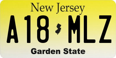 NJ license plate A18MLZ