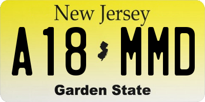 NJ license plate A18MMD