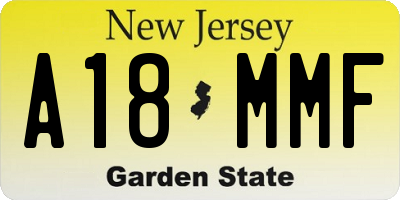 NJ license plate A18MMF