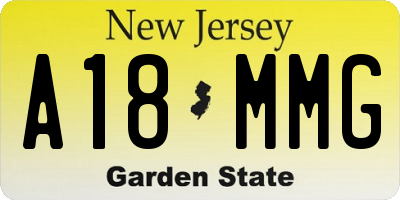 NJ license plate A18MMG