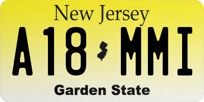 NJ license plate A18MMI