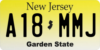 NJ license plate A18MMJ