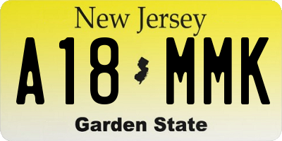 NJ license plate A18MMK