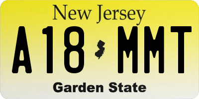 NJ license plate A18MMT