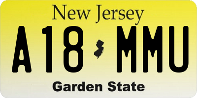 NJ license plate A18MMU