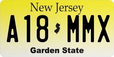NJ license plate A18MMX