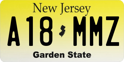 NJ license plate A18MMZ