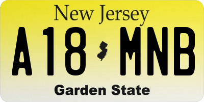 NJ license plate A18MNB